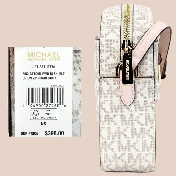 BRAND NEW --Michael Kors Saffiano Leather Chain Crossbody Vanilla / Pwdr Blush - Picture 3 of 3